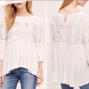 ⭐️ Anthropologie Deletta white crochet lace top MEDIUM
